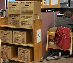 [photo, Record center boxes, Appraisal and Description, State Archives, Annapolis, Maryland]