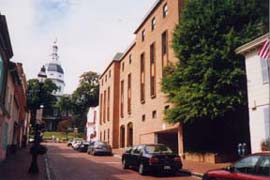 [photo, Jeffrey Building (now Wineland Building), State House in background, Annapolis, Maryland]