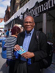 [photo, Larry S. Gibson at Baltimore Book Festival, Mount Vernon Place, Baltimore, Maryland]