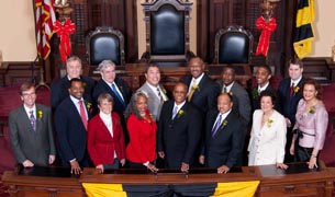 [photo, City Council members after being sworn in Dec. 8, 2011, City Hall, 100 North Holliday St., Baltimore, Maryland]